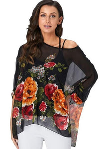 Baharcelin 5XL 6XL Summer Blouse Batwing Sleeve Casual Women Blouse Plus Size Printed Dot Chiffon Beach Top Clothing Clothes