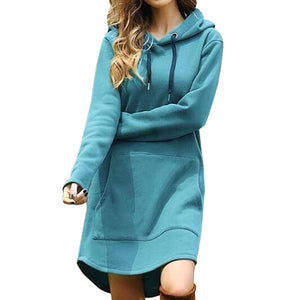 Women dress Casual Hooded Pocket Long Sleeve Pullover Sweatshirt Winter Harajuku Warm Hoodies Sweatshirts Dropshipping