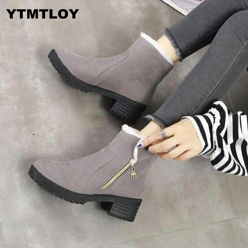 HOT Women Boots Winter Shoes Plus Size Hot Platform Female Warm Botas Mujer 2019 Booties Ankle For Women  Snow Boots  Black