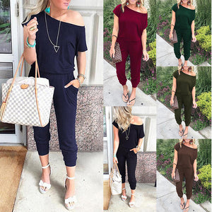 Spring summer jumpsuits women slash neck Bodysuits solid pockets jump suit new Beam feet streetwear 2020 ladies Bandage rompers