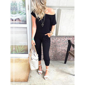 Spring summer jumpsuits women slash neck Bodysuits solid pockets jump suit new Beam feet streetwear 2020 ladies Bandage rompers