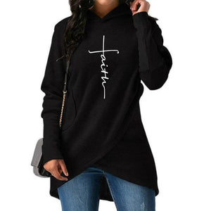 Autumn Winter Women Hoodies Sweatshirts Casual Faith Cross Embroidered Pullovers Long Sleeve Hoodies Famale Christmas Warm Tops