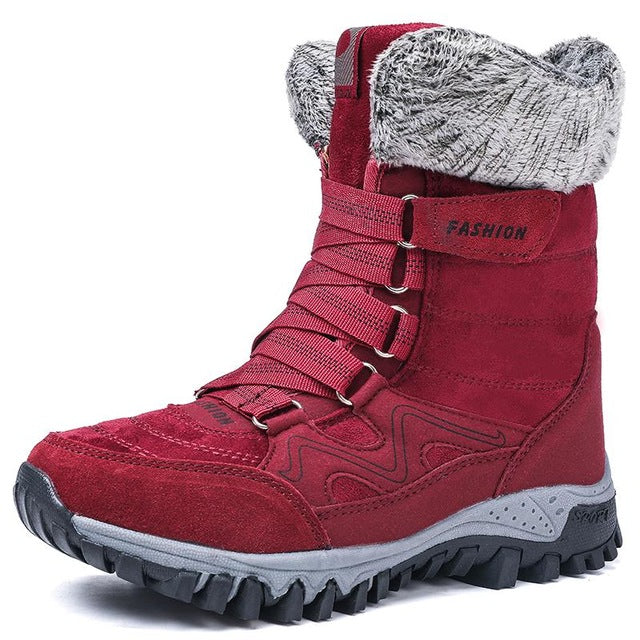 2019 Brand New Fashion Suede Leather Women Snow Boots Winter Warm Plush Women's boots Waterproof Ankle Boots Flat shoes 36-42