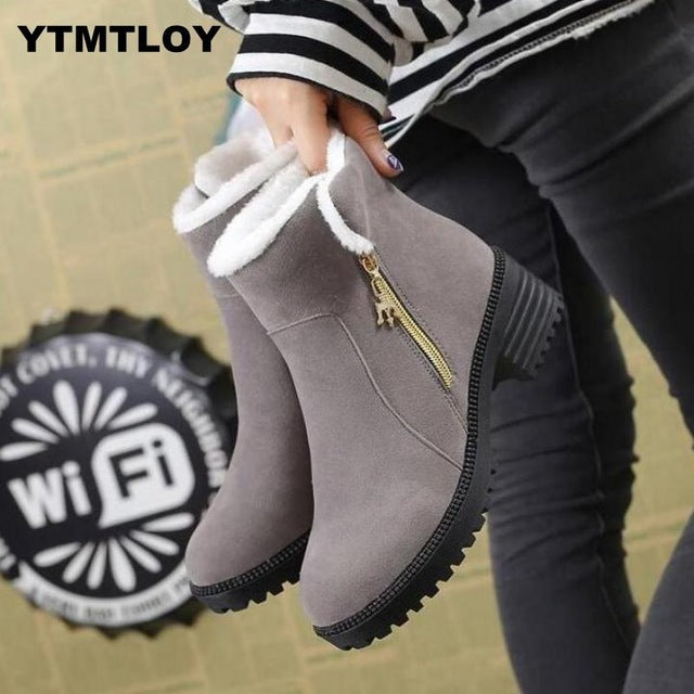 HOT Women Boots Winter Shoes Plus Size Hot Platform Female Warm Botas Mujer 2019 Booties Ankle For Women  Snow Boots  Black