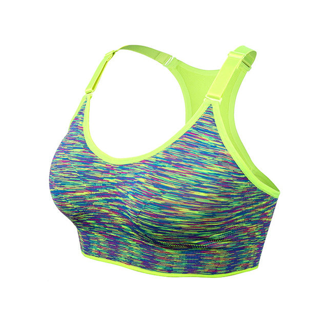 VEQKING Quick Dry Padded Sports Bra,Women Wirefree Adjustable Fitness Top Sport Brassiere,Push Up Seamless Running Yoga Bra