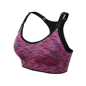 VEQKING Quick Dry Padded Sports Bra,Women Wirefree Adjustable Fitness Top Sport Brassiere,Push Up Seamless Running Yoga Bra