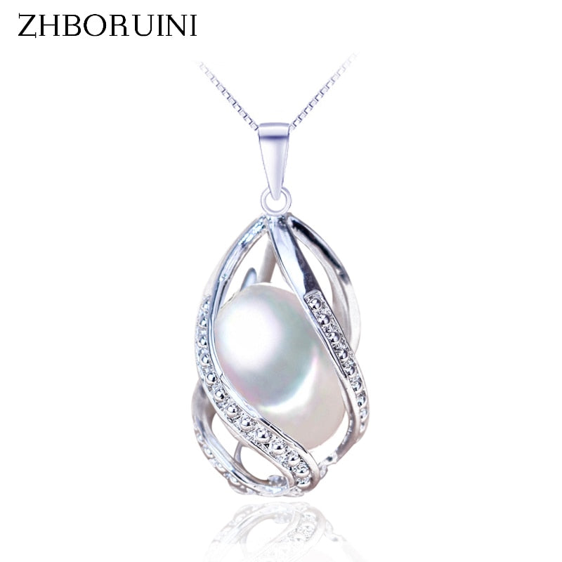 ZHBORUINI Pearl Necklace Pearl Jewelry 925 Sterling Silver Jewelry For Women Natural Freshwater Pearl beads Pendants Wholesale