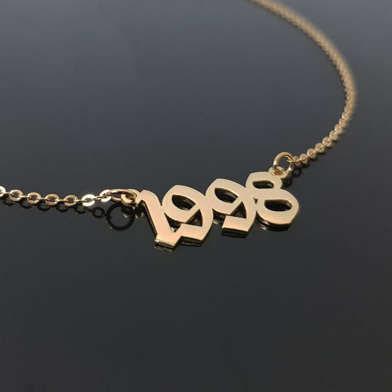 1985 To 2020 Date Of Birth Number Necklaces Women Boho Jewelry Stainless Steel Rose Gold Letter Year Necklace Collier Femme bff