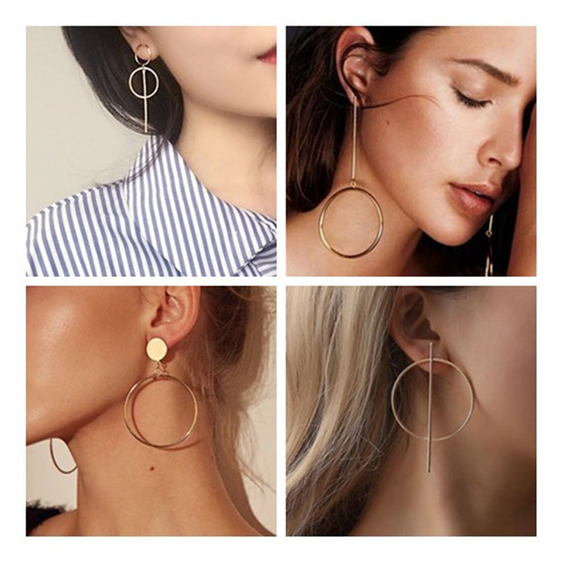 2020 NEW Gold Metal Long Circle Pendant Earings Tassel Earrings for Women  Fashion Jewelry Statement Geometric Voor Vrouwen