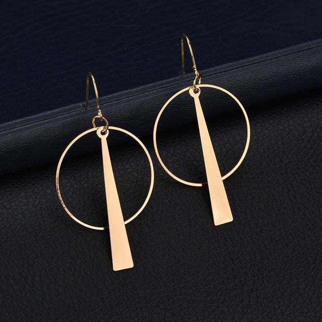 2020 NEW Gold Metal Long Circle Pendant Earings Tassel Earrings for Women  Fashion Jewelry Statement Geometric Voor Vrouwen