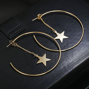 2020 NEW Gold Metal Long Circle Pendant Earings Tassel Earrings for Women  Fashion Jewelry Statement Geometric Voor Vrouwen