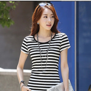 MRMT Stripes Womens T-Shirt V Collar T Shirts Skinny Half Sleeve Clothes Women Slim Under Wear Tshirt Casual Top Tees For Female