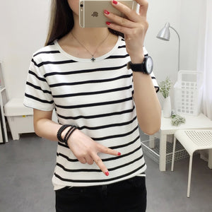 MRMT Stripes Womens T-Shirt V Collar T Shirts Skinny Half Sleeve Clothes Women Slim Under Wear Tshirt Casual Top Tees For Female