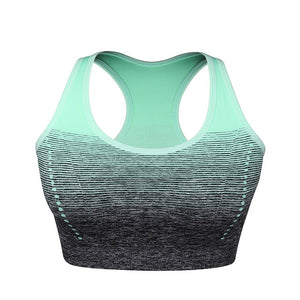 VEQKING Gradient High Stretch Sports Bra for Women,Quick Dry Padded HBack Sports Top,Seamless Yoga Running Fitness Sport Bra Top