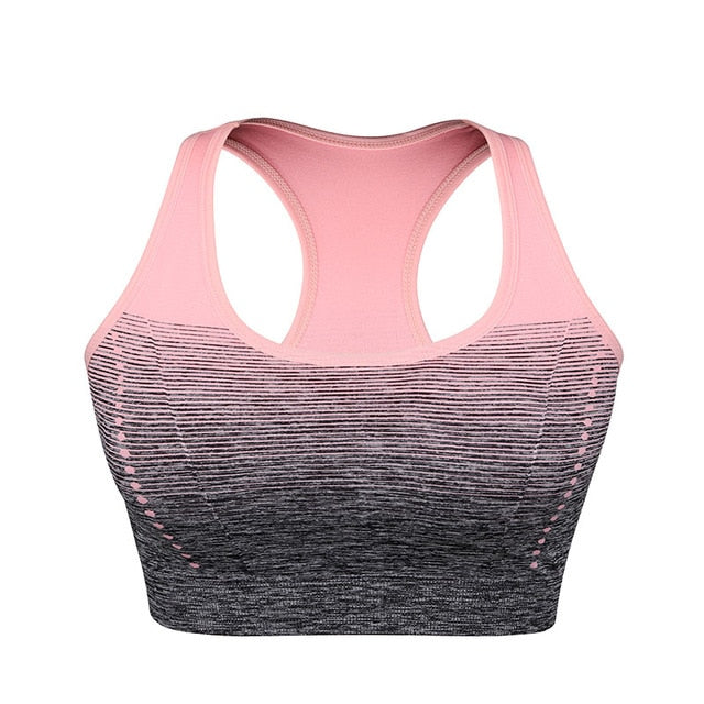 VEQKING Gradient High Stretch Sports Bra for Women,Quick Dry Padded HBack Sports Top,Seamless Yoga Running Fitness Sport Bra Top