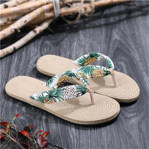 Women Shoes Summer Bohemia Floral Beach Sandals Wedge Platform Thongs Slippers Flip Flops For Women Platform Slippers