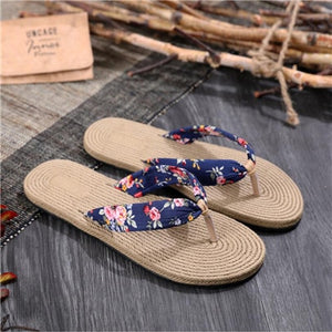 Women Shoes Summer Bohemia Floral Beach Sandals Wedge Platform Thongs Slippers Flip Flops For Women Platform Slippers