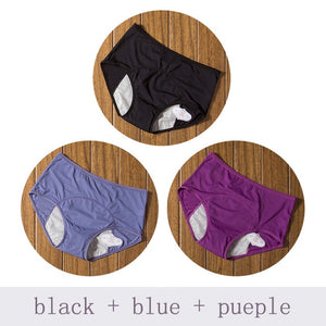 3pcs/Set Menstrual Panties Women Sexy Pants Leak Proof Incontinence Underwear Period Proof Cotton Briefs High Waist Warm Female