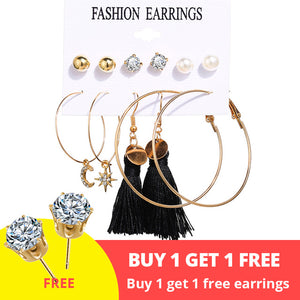 17KM Vintage Tassel Acrylic Earrings For Women Bohemian Earrings Set Big Dangle Drop Earring 2020 Brincos Female Fashion Jewelry