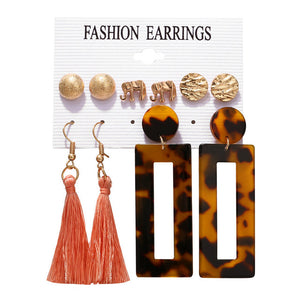 17KM Vintage Tassel Acrylic Earrings For Women Bohemian Earrings Set Big Dangle Drop Earring 2020 Brincos Female Fashion Jewelry