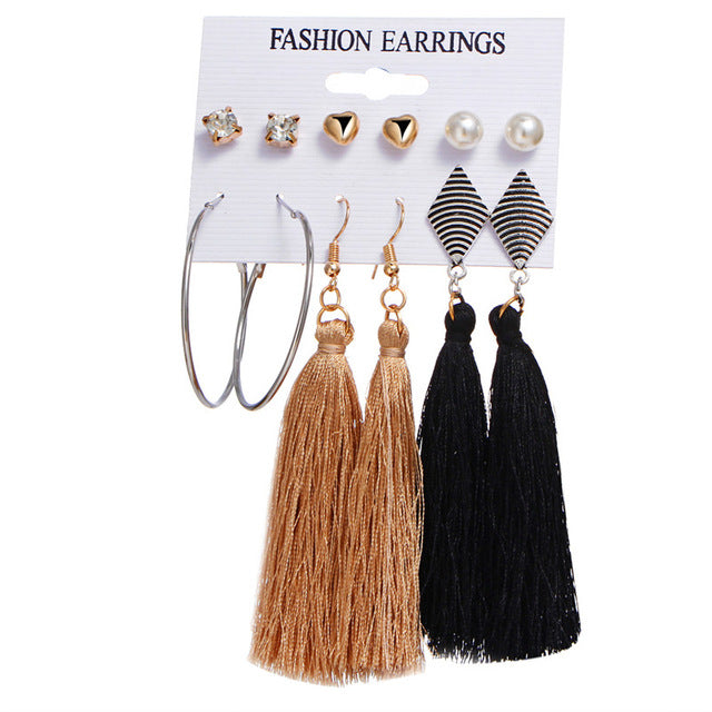 17KM Vintage Tassel Acrylic Earrings For Women Bohemian Earrings Set Big Dangle Drop Earring 2020 Brincos Female Fashion Jewelry