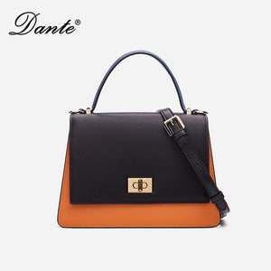 Dante Women Handbags Elegant Smooth Genuine Leather Panelled Shoulder Bags 02005