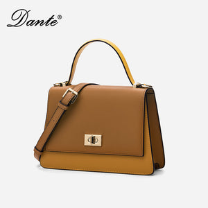 Dante Women Handbags Elegant Smooth Genuine Leather Panelled Shoulder Bags 02005