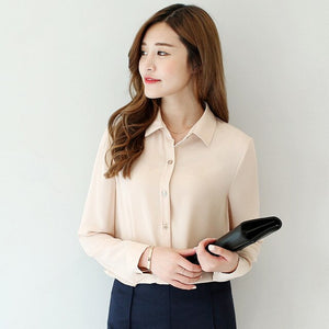 2020 spring new hot solid color lapel long sleeve shirts Plus Size shirt chiffon blouse shirt women's casual loose blouses EY8