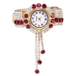 2020 Luxury Women Mosaic Rhinestone Khorasan Ladies Alloy Fashion Watch Creative Fringe Quartz Bracelet Watch Dress zegarek #D