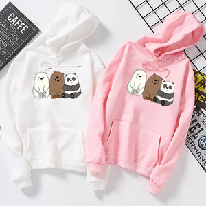 Plus size Autumn Winter Tops Velvet Sweatshirts Coat Women Anime Bears Printed Cute Hoodies Long Sleeve Streetwear Pullovers