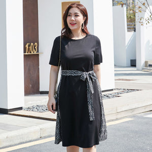 COCOEPPS 5xl 6xl Summer Women Dress Big Size Loose Plus Size Clothes Short Sleeve Elegant Black Office Dress Large Size vestidos