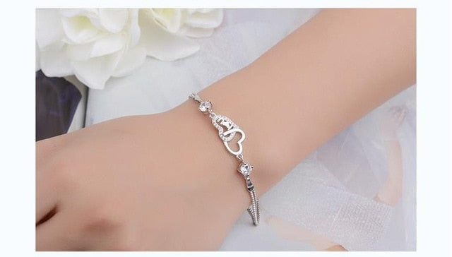 LUKENI Charm Women 925 Silver Bracelets Jewelry Top Quality Crystal Purple Female Anklets Bracelets Accessories Girl Lady Bijou